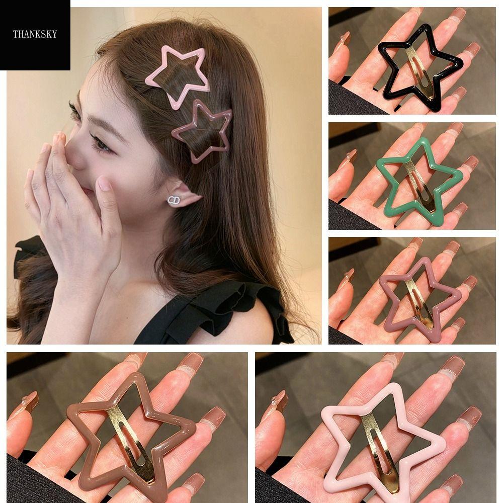 THANKSKY Rỗng Kẹp tóc hình ngôi sao BB Ngôi sao ngũ giác Hợp kim Kẹp tóc Y2K Dễ thương Hình Học Kẹp tóc bên Bé gái