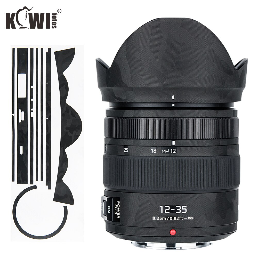 Anti-Slide Lens &amp; Lens Hood Skin Film For Panasonic Lumix G X Vario 12-35Mm F2.8 II ASPH. POWER O.I.S. Lens 3M Shadow Black