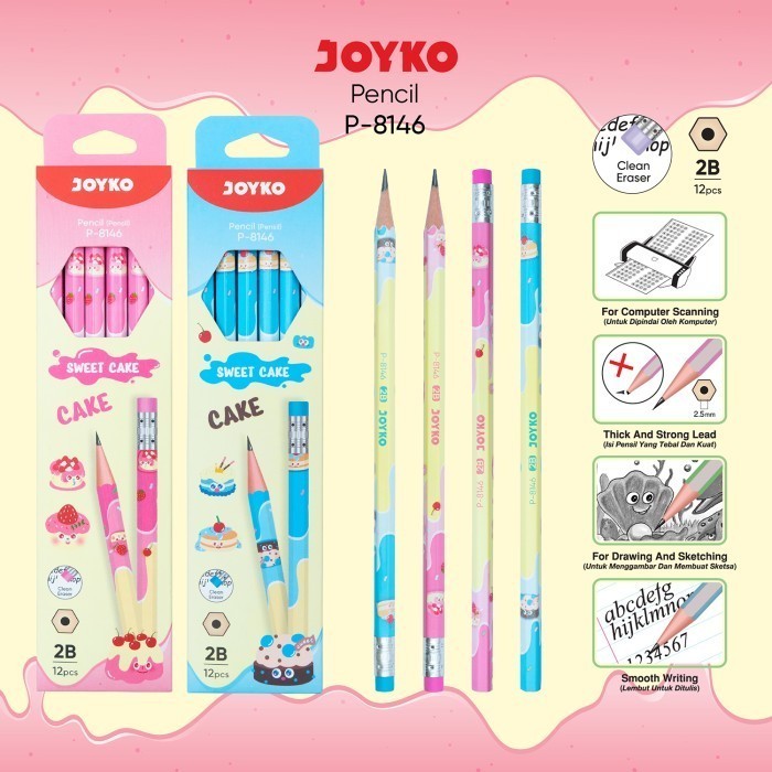 (12pc) Pencil Pensil Joyko P-8146 2B Sweet Cake