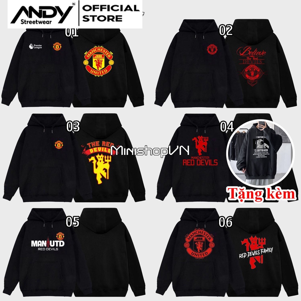 Áo khoác hoodie nam CLB Manchester United chất nỉ bông dày dáng rộng thoải mái, BST 12 mẫu hoodie MU