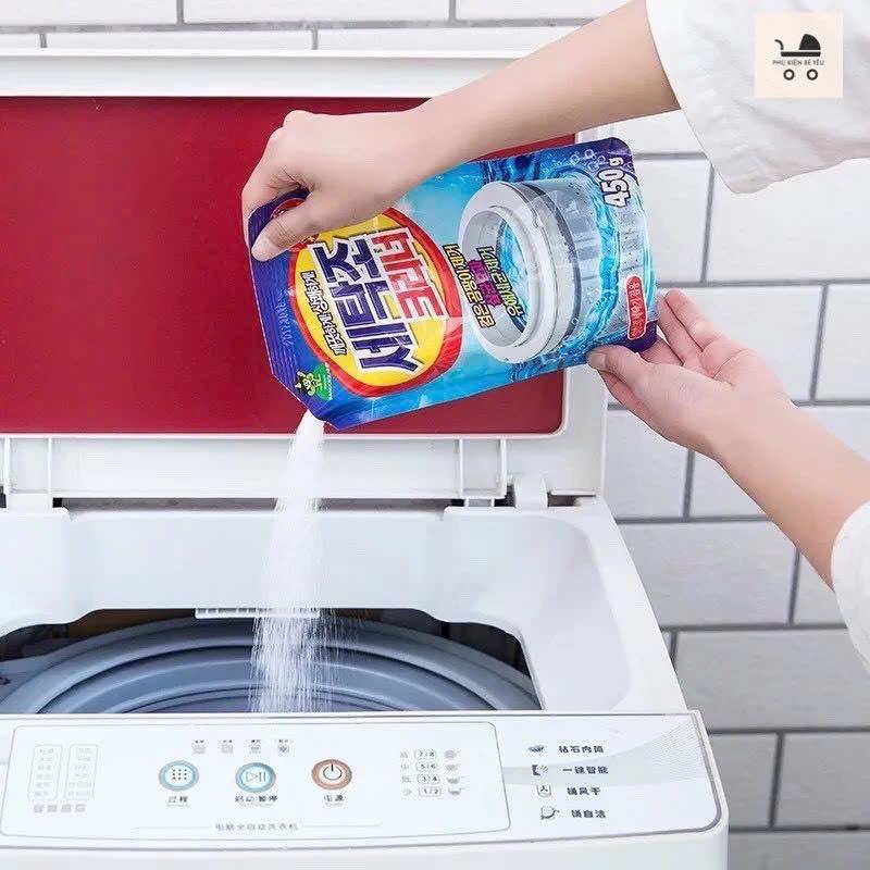 Combo 2 gói Bột vệ sinh máy giặt - tẩy lồng máy giặt - viên tẩy máy giặt phù hợp cửa đứng, cửa ngang Hàn Quốc Làm Sạch