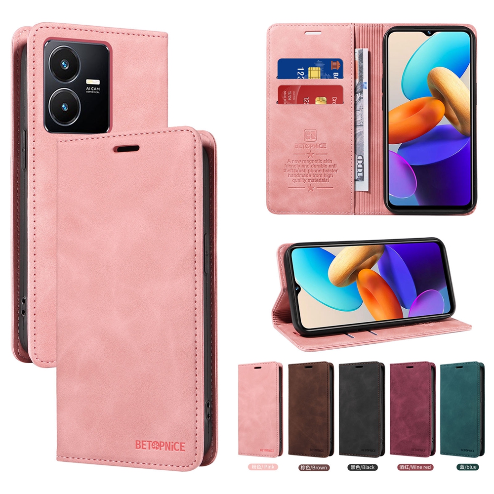 Vỏ Nắp gập Có khe cắm thẻ nhựa TPU mềm ví da từ tính cho Vivo y02 y02a y02s Y16 Y35 Y22 y22s y15a Y01 y33t y33s y21t y21e Y21 y21s vỏ điện thoại