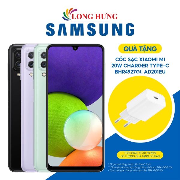 Điện thoại Samsung Galaxy A22 (6GB/128GB) - Hàng chính hãng - Màn hình 6.4inch AMOLED HD+, bộ 4 Camera sau, Pin 5000mAh