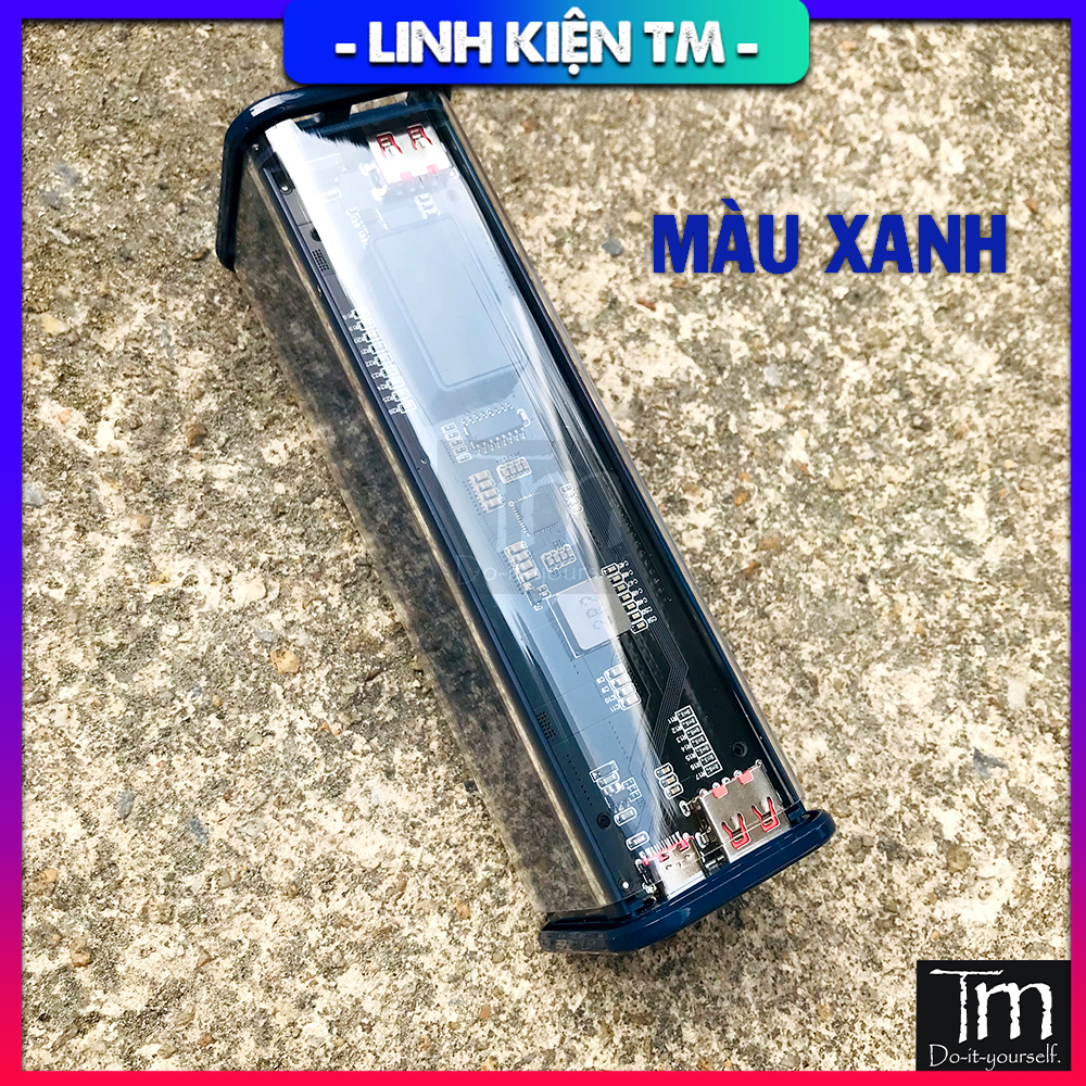 Box Sạc Dự Phòng Trong Suốt Sạc Nhanh 22.5W Hiện Dòng Áp 8 Cell 18650 (không pin)