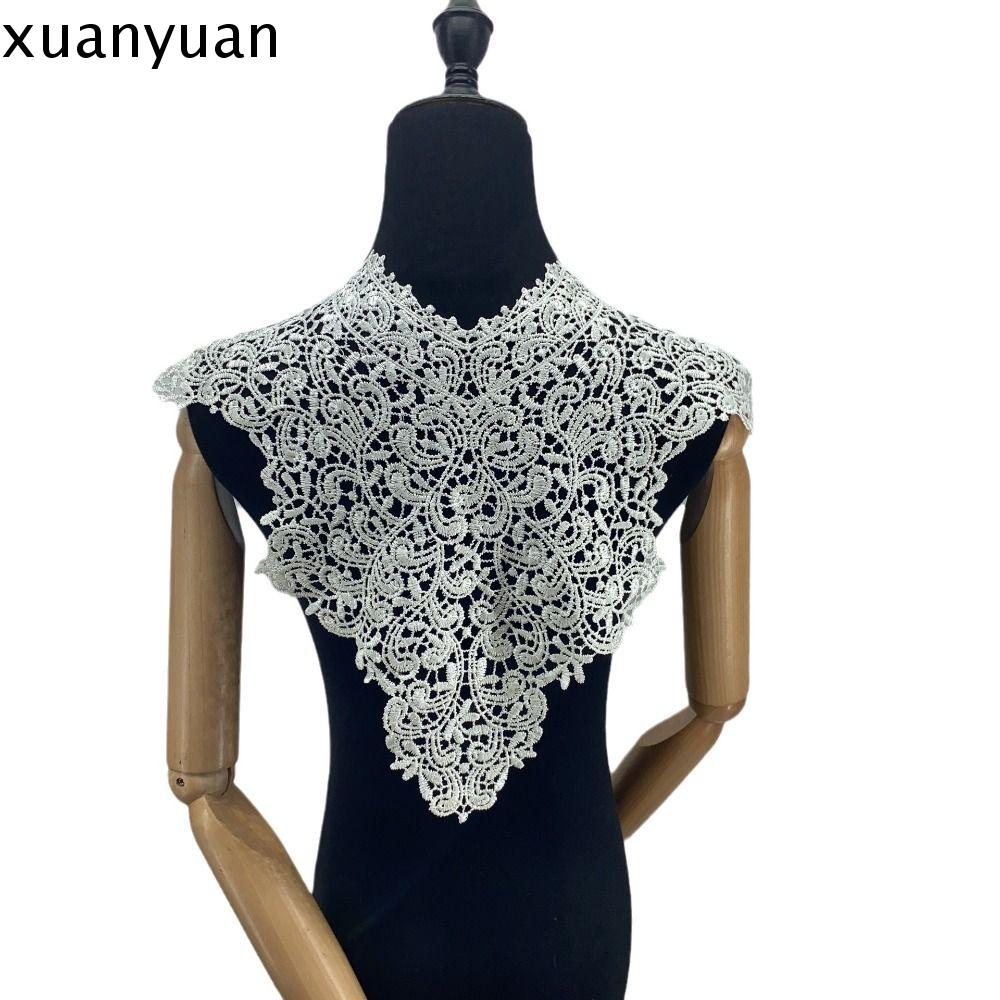 XUANYUAN Có thể tháo rời Đường viền cổ áo ren Vải Thêu Rỗng Đường viền cổ áo nữ Tinh tế Băng đeo cổ 