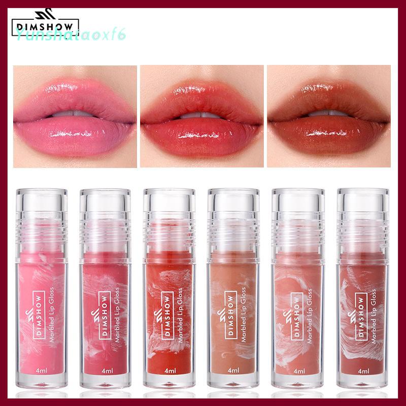 yunshataoxf Dimshow 6 màu sắc Cẩm Thạch gương môi men kết cấu tinh chất dưỡng ẩm chăm sóc môi son bóng cho dễ dàng môi xuất hiện