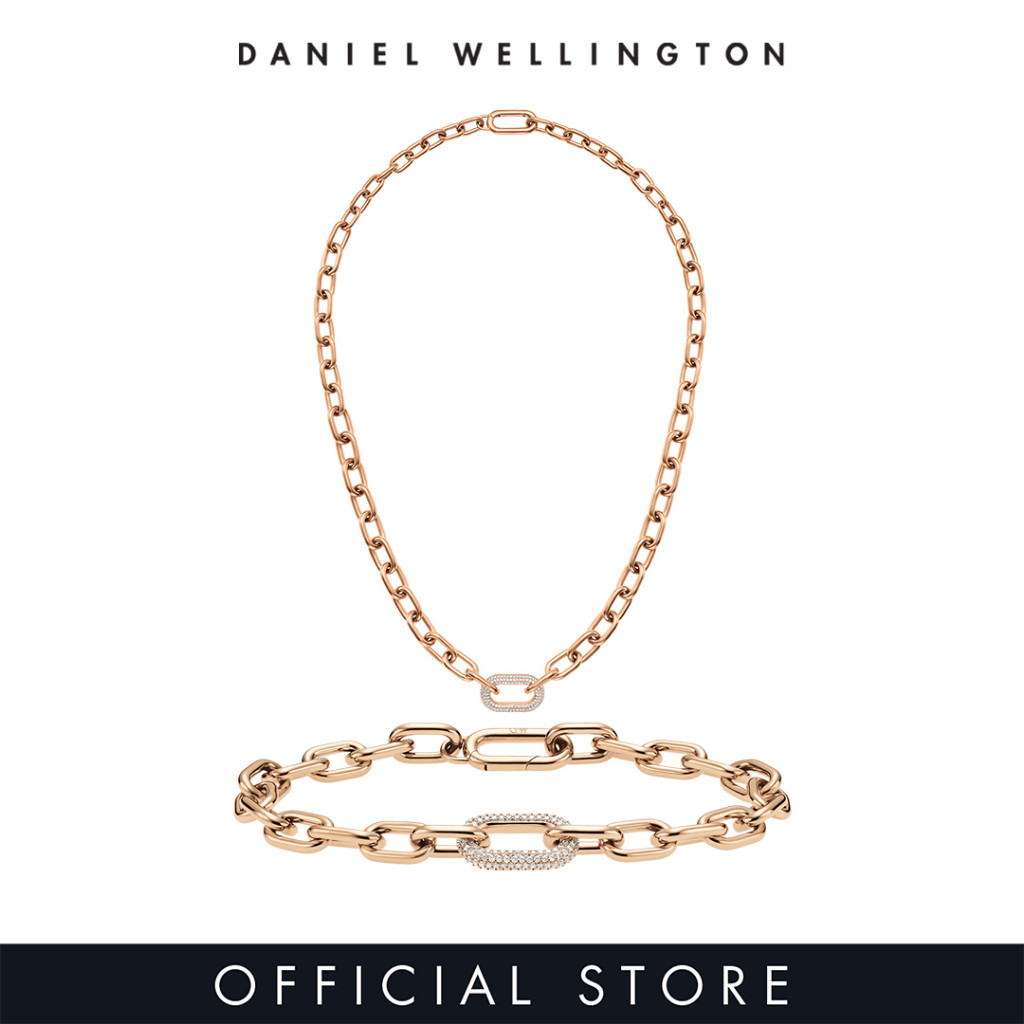 Daniel Wellington Gift Set - Crystal Link Necklace Rose gold + Crystal Link Bracelet 155mm Rose gold - Jewelry + Jewelry Set for Female Gift for Women Birthday Annivesary ราคา 8,900 บาท*ส่งฟรี