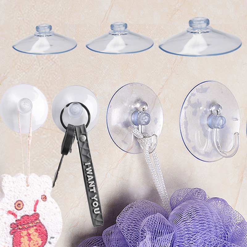 5 cái móc kính cửa sổ phòng tắm nhà bếp tường Cốc hút Silicone trong suốt móc đế hút mạnh mẽ