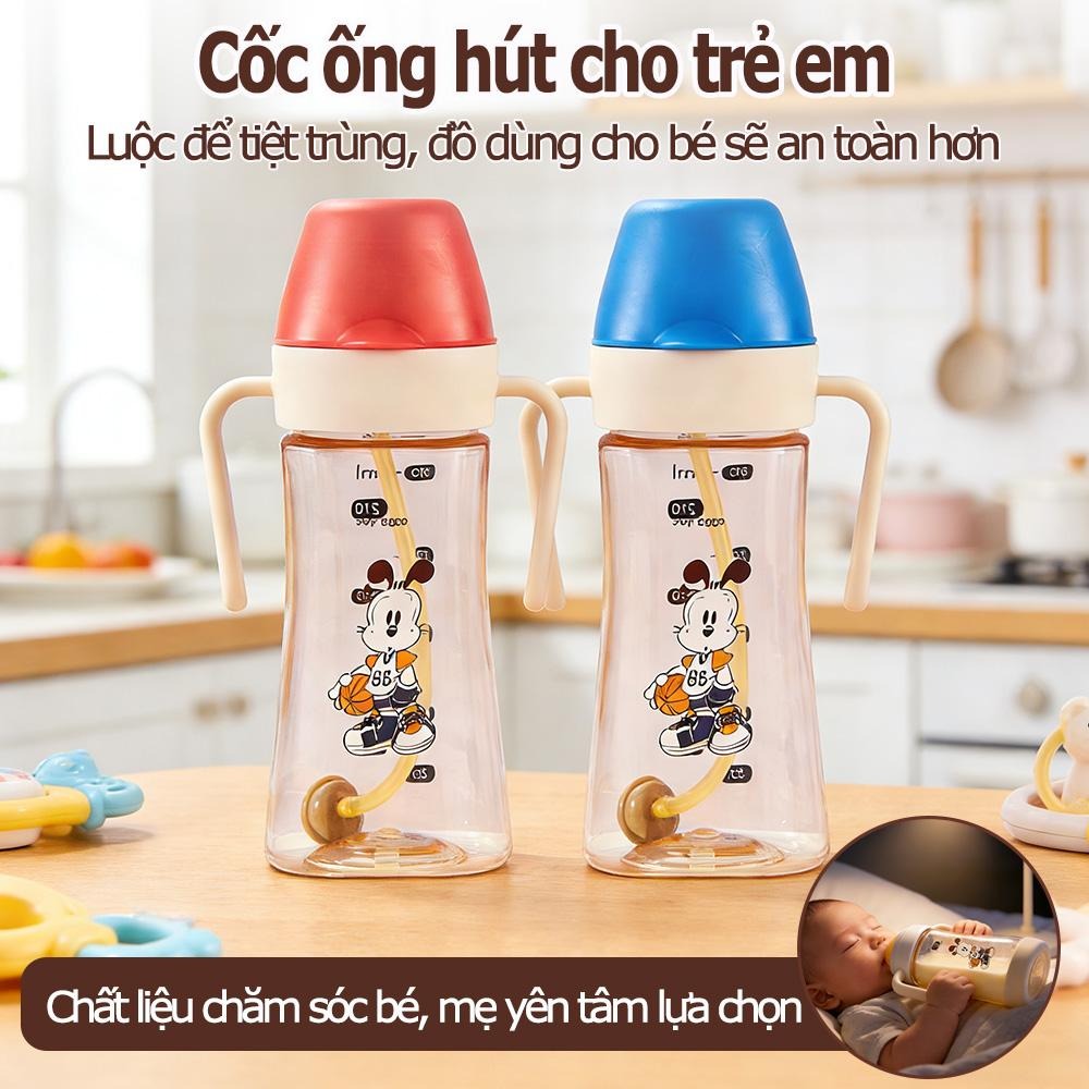 Bình PPSU an toàn, hút silicone, họa tiết dễ thương, vệ sinh, sử dụng dễ