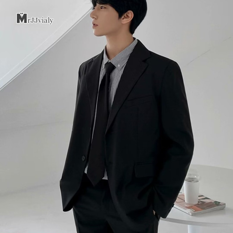 Blazer men's loose casual suit top black premium top