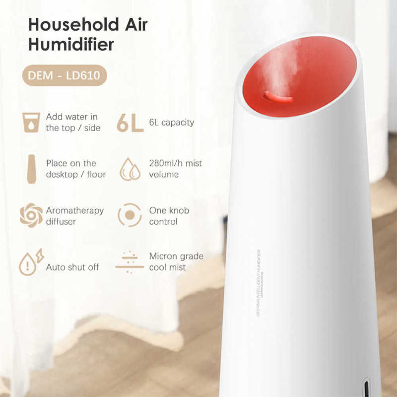 Deerma DEM-LD610 6L Big Capacity Ultrasonic Humidifier/ Aroma Diffuser/ SG Plug/ Up to 6 Months SG Warranty Singapore