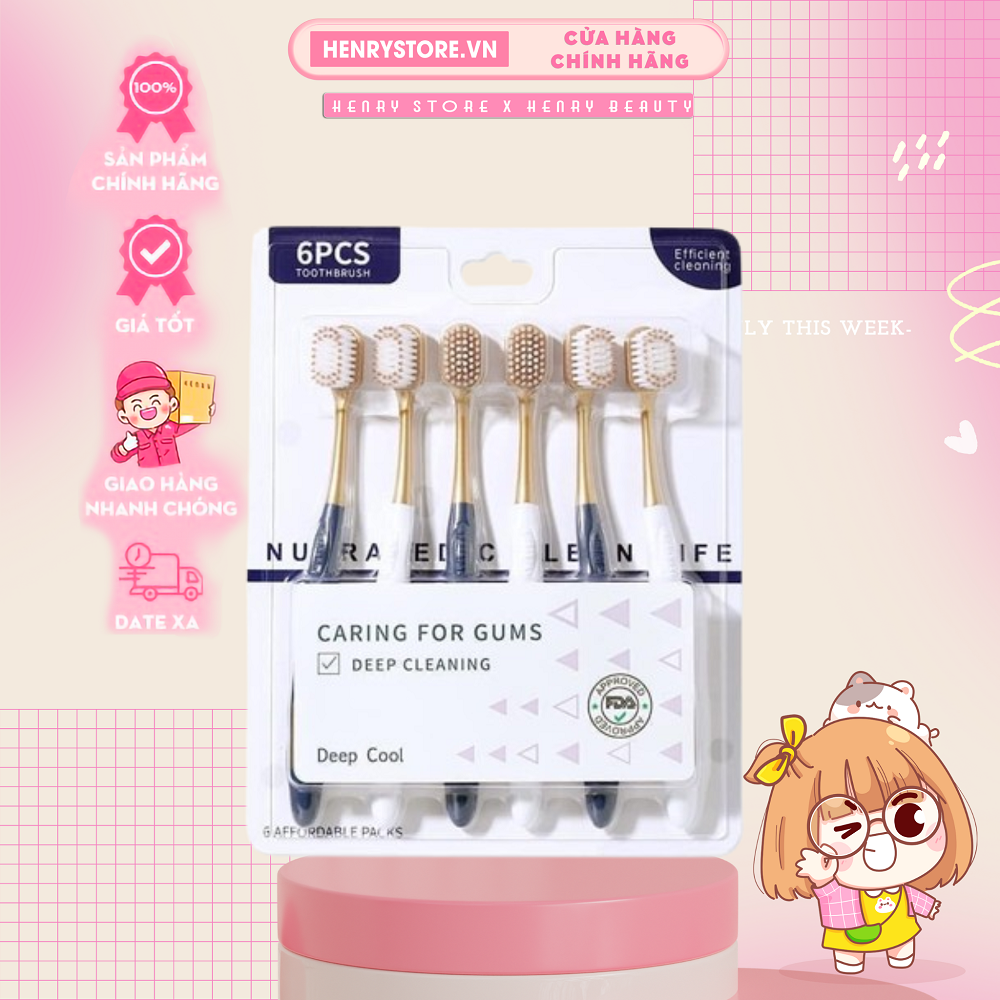 Set 6 bàn chải đánh răng hàng nội địa Trung