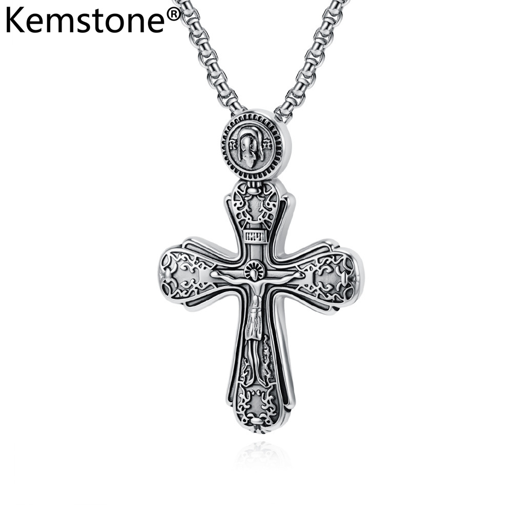 Kemstone Men’s Stainless Steel Cross Pendant – Vintage Gothic, Silver/Gold/Black ราคา 222 บาท*ส่งฟรี