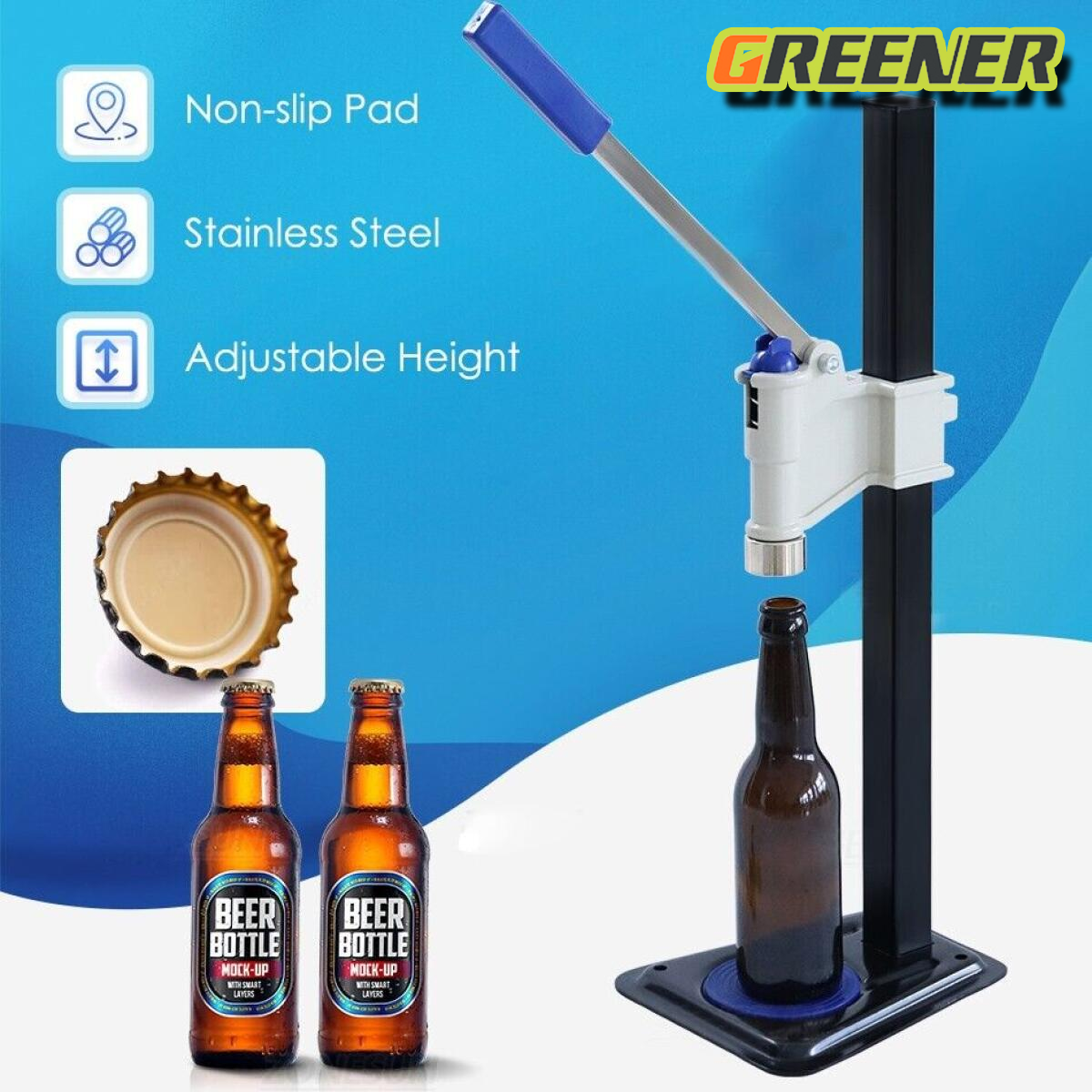 Greener เครื่องซีลฝาขวดที่ซีลฝา เครื่องปิดฝาแบบฝาจีบ ที่ปิดฝาจีบแบบมือกด สินค้าพร้อมส่ง เครื่องปิดฝาจีบฐานสั้น capper ฟรี ฝาจีบ ราคา 805 บาท*ส่งฟรี