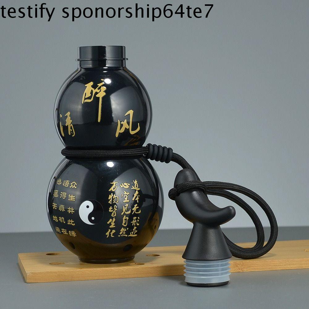 TESTIFY Phong cách Trung Quốc Chai nước ngoài trời WU KONG Hình quả bầu Cốc nước di động Thời trang Sức chứa lớn Bình uống nước hình bầu