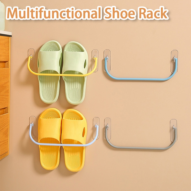 Shoes Storage Pot Cover Towel Sundries Storage Shelf Practical Portable Adjustable Foldable Waterproof Slipper Drain Storage Racks Space Saving Self Adhesive Wall-mounted ราคา 4 บาท*ส่งฟรี