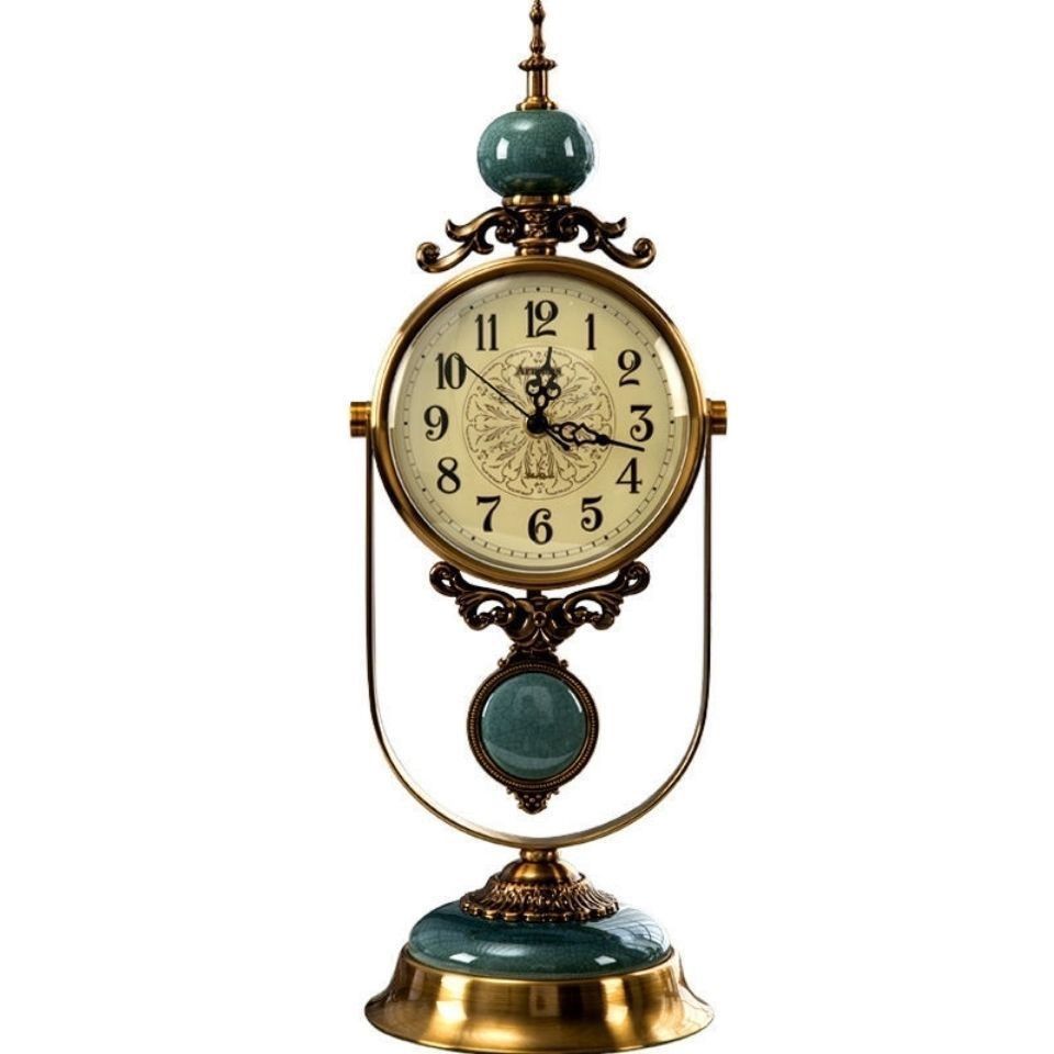 Desk Clock Vintage Desk Alarm Clock American Style Creative Living Room Large Table Clock Home Decorative Desk Clock European Style Table Clock Cabinet Desktop Clocks