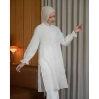 Mayoutfit.id Balsey Tunic | Tunik Bordir Wanita Kondangan Lebaran Outfit Mahogany