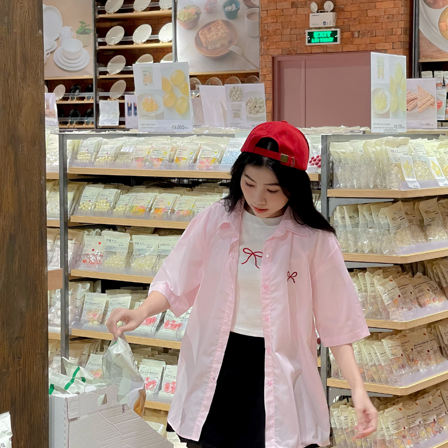 Áo Sơ Mi Nữ form rộng SANJOLI Sơ Mi Nữ Form Hàn Quốc Dáng Dài Phong Cách Dài Tay Cúc Trắng AO014