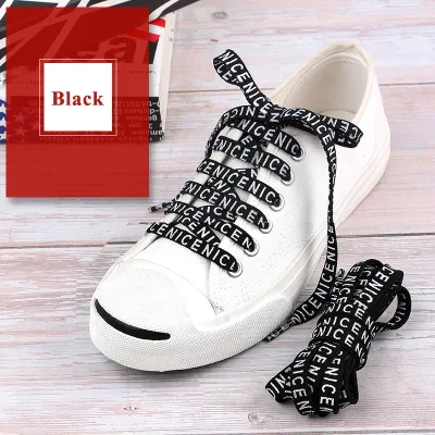 AL 1 Pair 2021 New Letter "NICE" Printed Laces 1CM Width 120cm Length Casual Canvas Printing Shoe Laces Sneakers shoelaces