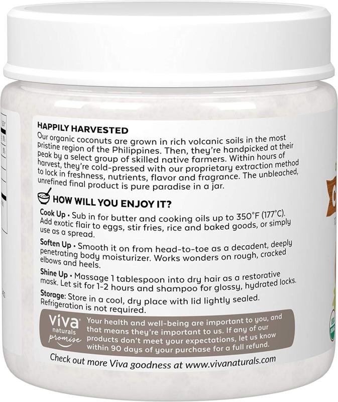 Buy Viva Naturals Organic Extra Virgin Coconut Oil - USDA Certified Organic & Non-GMO - 16 Ounce Singapore