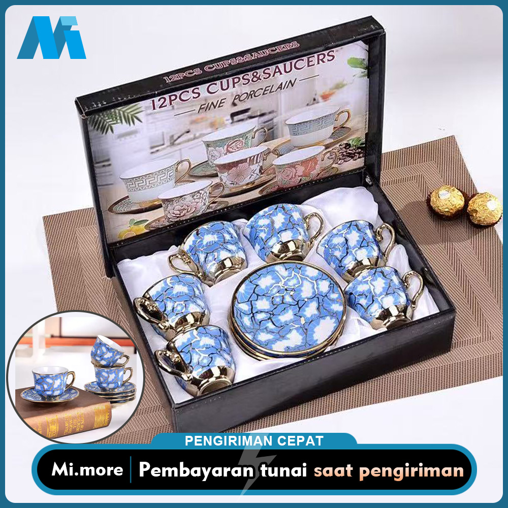 Mi.more Cangkir Keramik Set 6 in 1 12Pcs European Style Hampers Ramadhan Lebaran hadiah