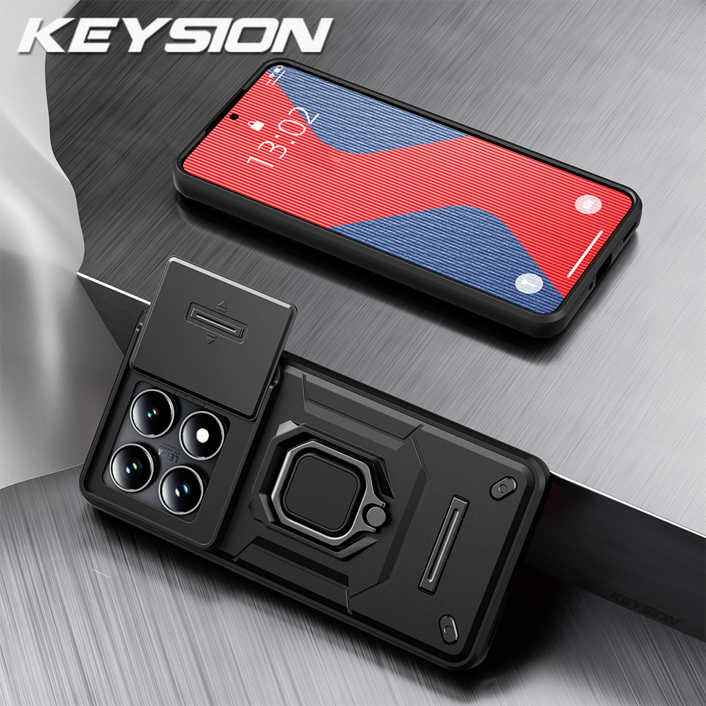 Keysion Chống Sốc Ốp giáp cho Xiaomi 14t Pro 5g trượt camera khung bảo vệ đứng điện thoại Ốp lưng ch