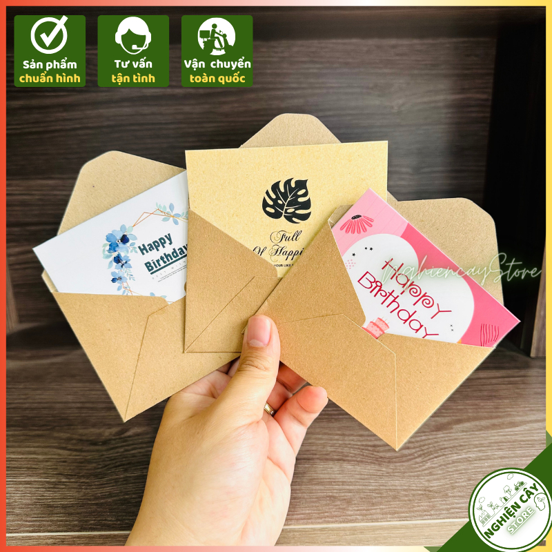 Thiệp vintage ghi lời chúc, lời nhắn, lời cảm ơn có phong bì