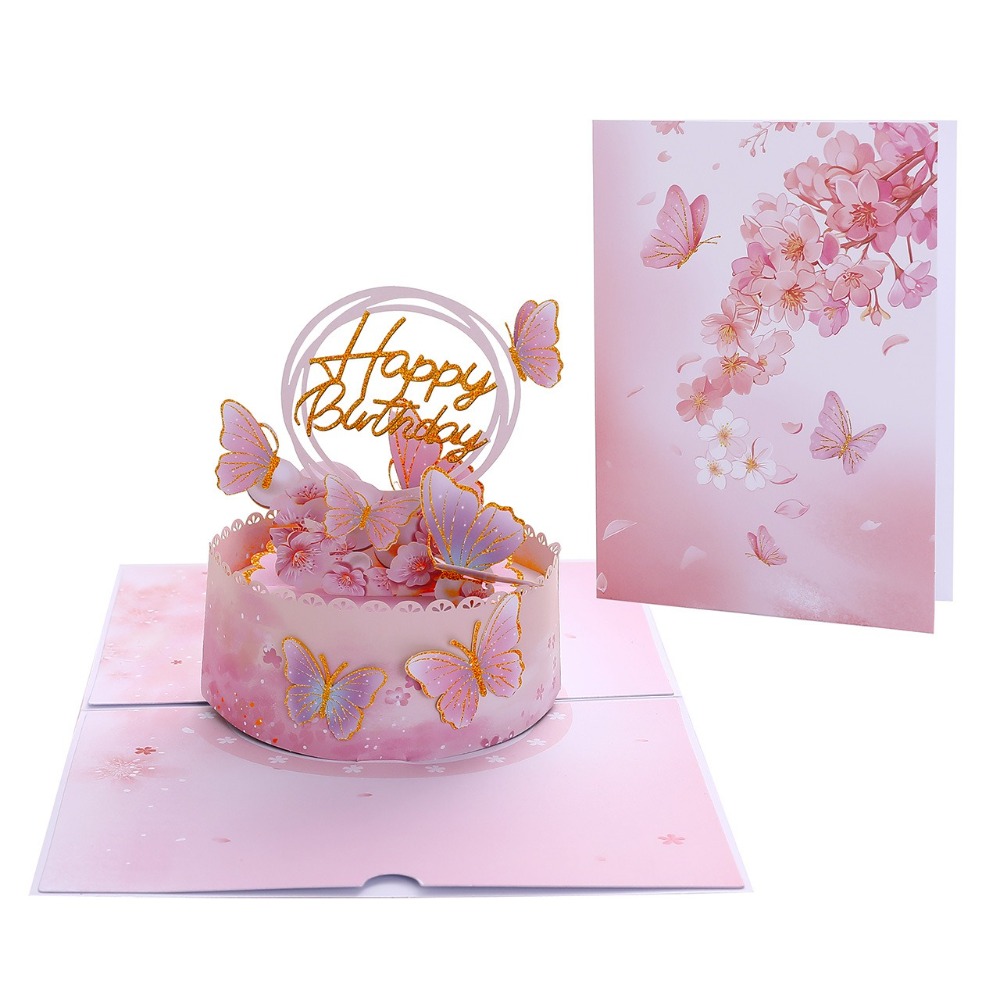 ELFINL Stereo Card 3D Pop Up Greeting Card with Envelope Best Wishes Butterfly Birthday Card Creative Surprise Thank You Card Birthday Party