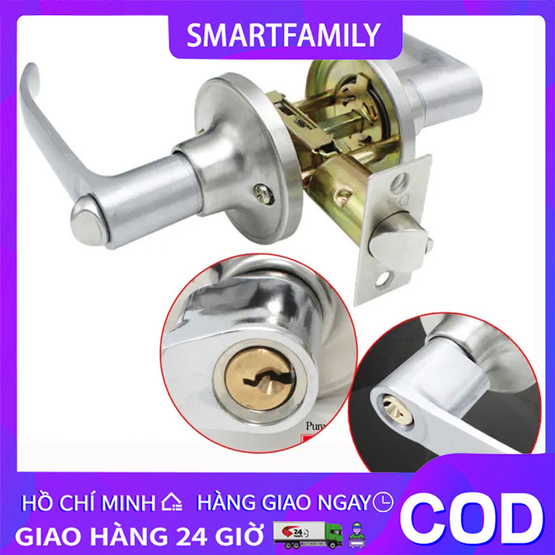 【HCM Khoá tròn tay gạt thẳng cứng cáp - Khóa tay nắm cửa 45-65mm cho phòng tắm - nhựa hay nhôm kính khoá tay gạt đẹp