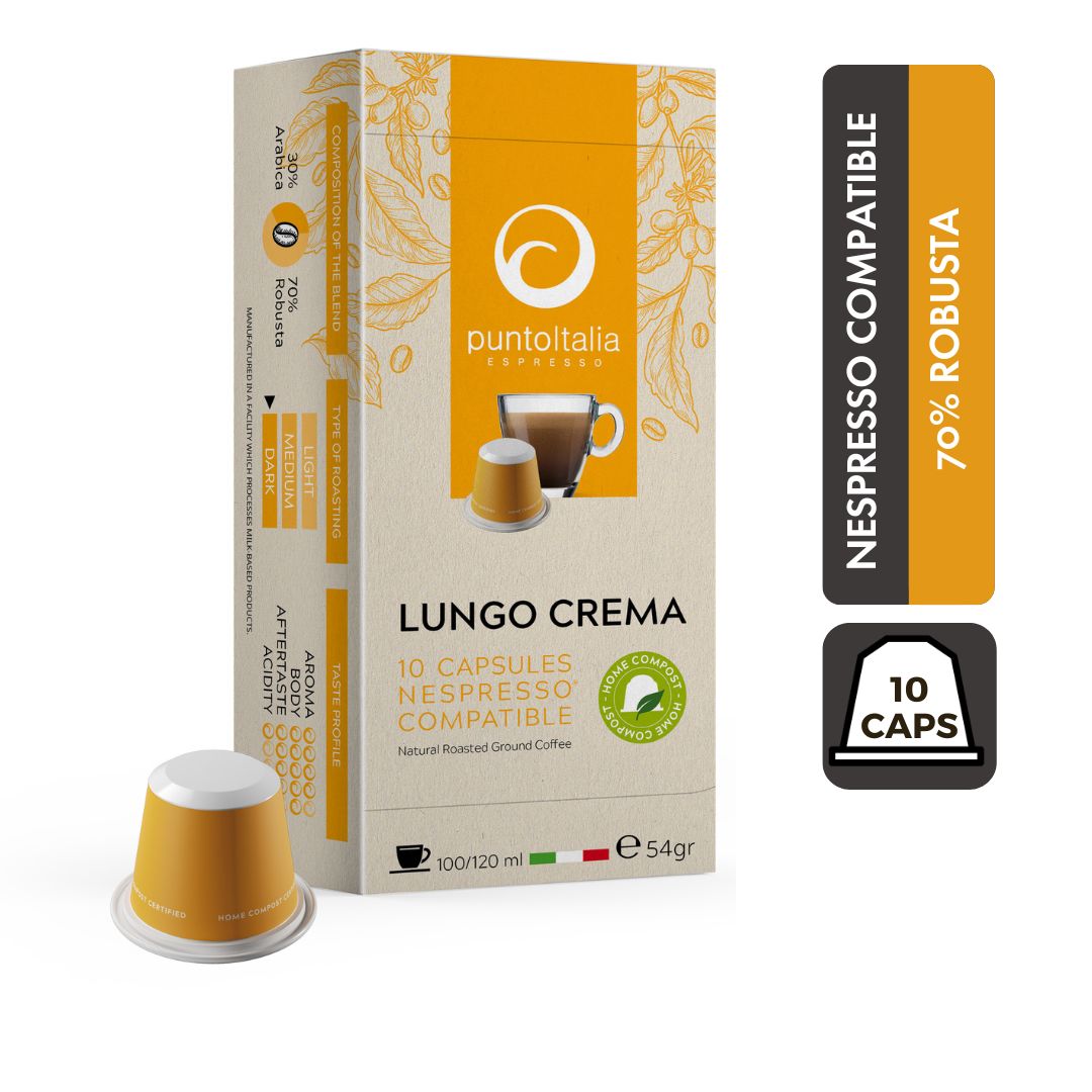 Punto Italia Espresso LUNGO CREMA Nespresso® Compatible Coffee Capsule (10 capsules) ราคา 165 บาท*ส่งฟรี
