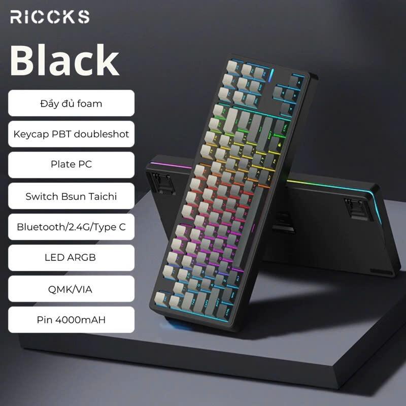 Bàn phím cơ Riccks RS8 Full mods - Layout TKL hỗ trợ QMK/VIA quốc dân mới Build đầm chắc âm hay 3 mo
