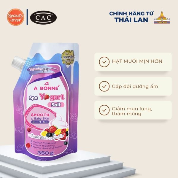 Muối tắm sữa chua A Bonne 350g có vòi – Beauty Lover muối tắm tẩy tế bào chết body, muối tắm Thái Lan