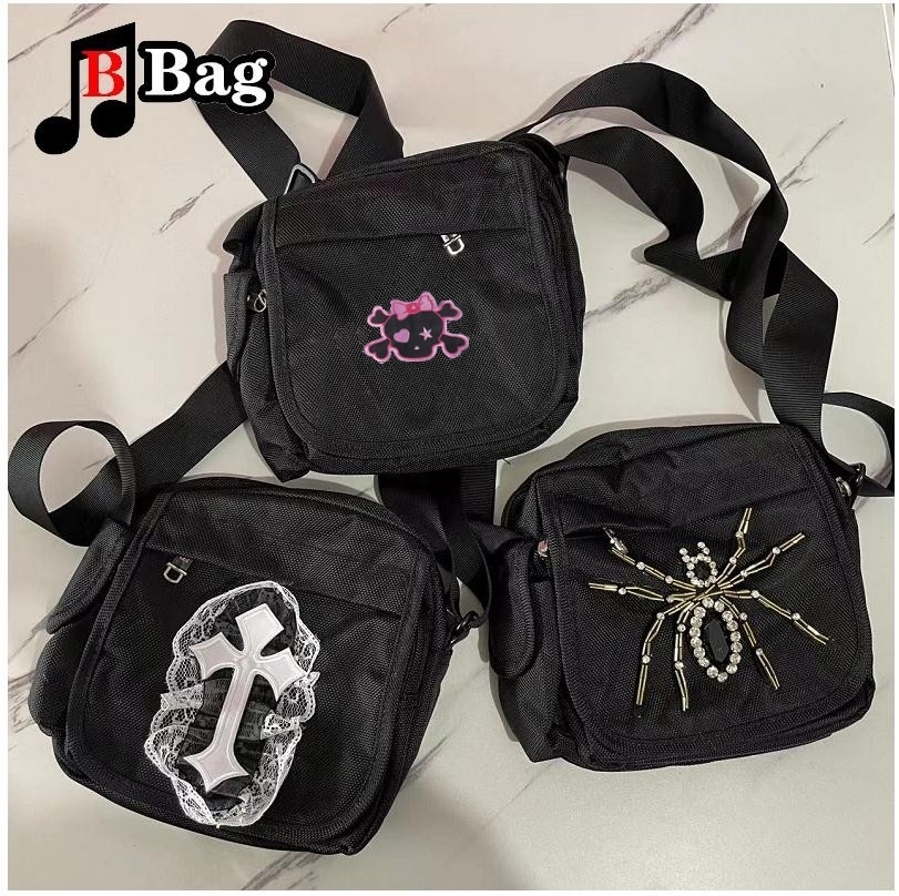 Y2K Gothic Woman's Punk Skull Chain Single Shoulder Underarm Bag Totes  Harajuku Hot Girls Large capacity messenger bag Handbags