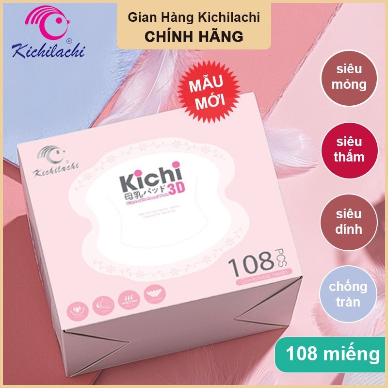 MIẾNG LÓT THẤM SỮA Kichilachi, MamiCare hộp 108 miếng dán thấm sữa mỏng