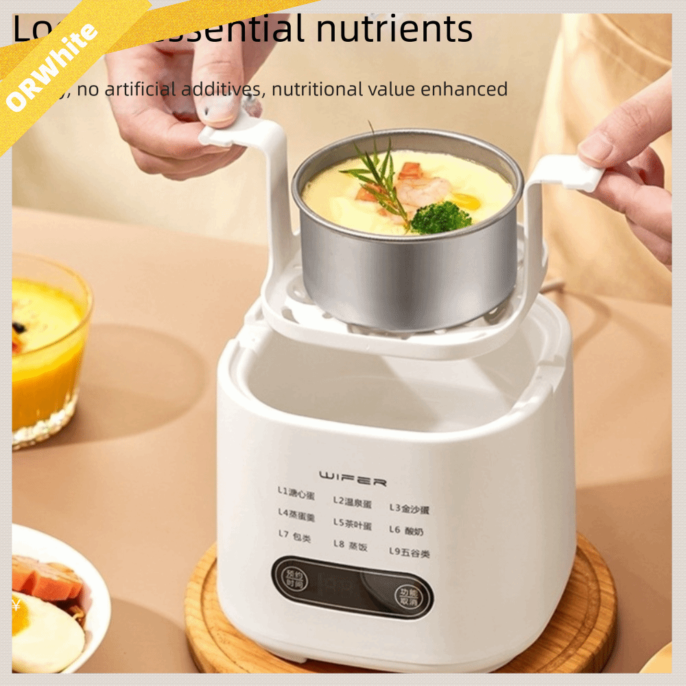 ORWHITE SHOP Công suất 300W Nồi luộc trứng điện 2 lớp Chức năng 9 trong 1 Nồi luộc trứng tự động Tính năng hẹn giờ Nồi hấp trứng sữa