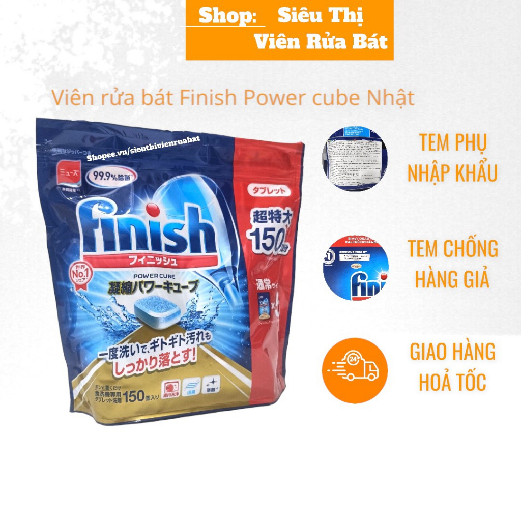 Túi 150 viên rửa bát Finish Nhật [viên nhỏ, phù hợp cho máy nhật]