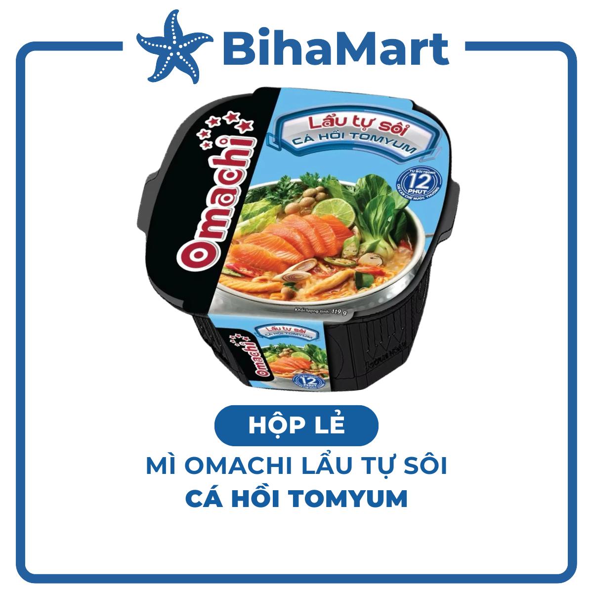 [HỘP LẺ] - MASAN - Mì lẩu tự sôi Omachi Cá hồi tomyum, Mì lẩu hộp tự sôi hương vị Cá hồi tom yum Oma