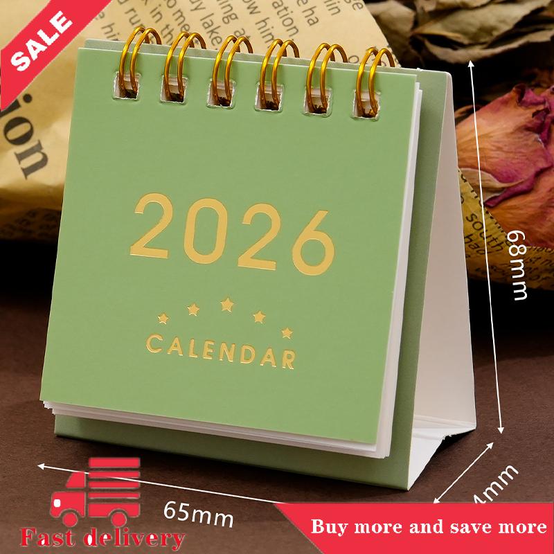 [COD]Flash Delivery ปฏิทินตั้งโต๊ะขนาดมินิปีม้า2026แบบม้วนเรียบง่ายพกพาได้ปฏิทินรายเดือนที่วางแผนสำนักงานและตกแต่งบ้าน