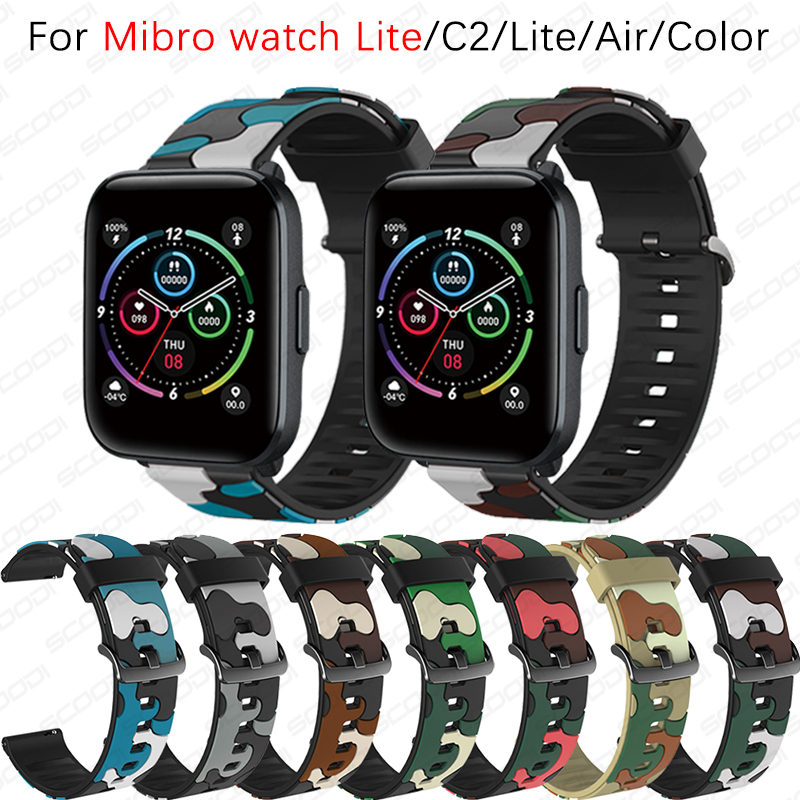 Camouflage Silicone Strap For Mibro watch Lite / C2 / Lite / Air / Color Youth Smart Watch