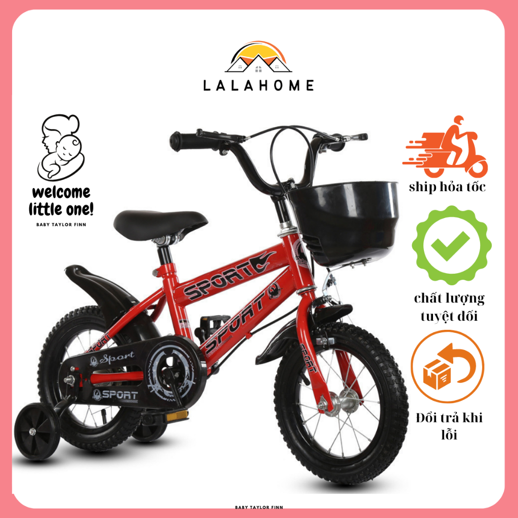 Xe đạp cho bé 3-8 tuổi, Xe đạp trẻ em 12 inch có bánh phụ