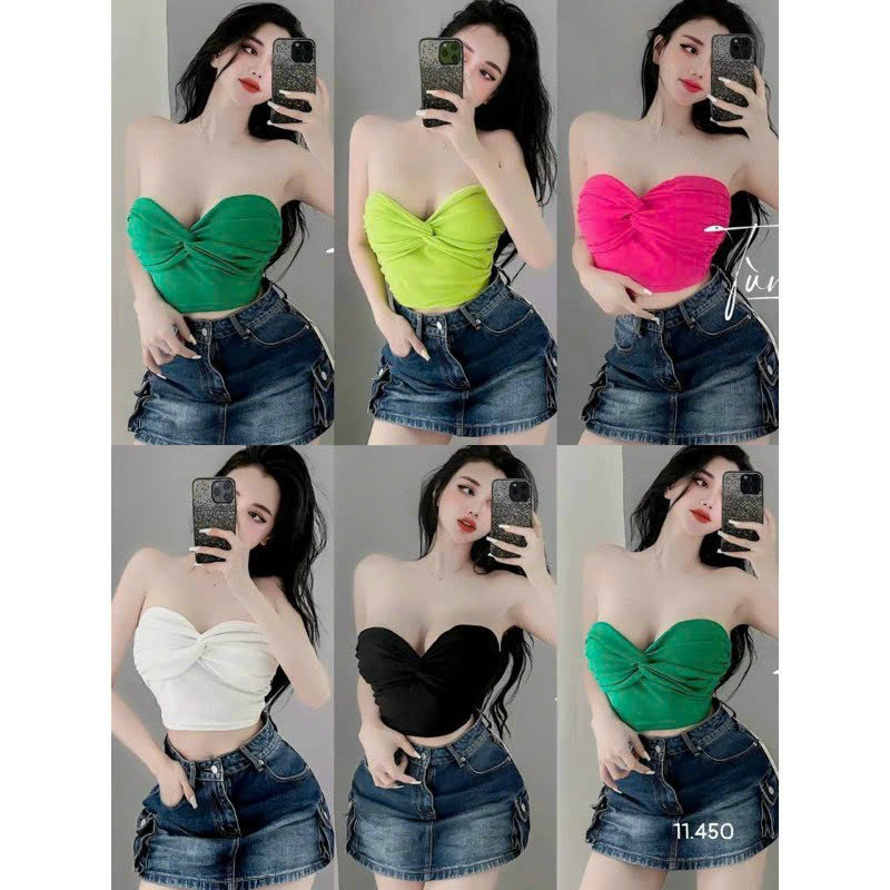 Diva beveda áo ống nữ xoắn ngực ôm body croptop - có sẵn mút