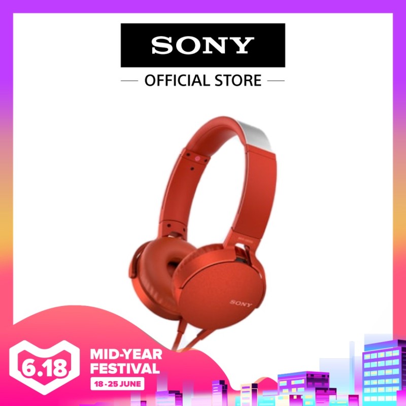 Sony Singapore MDR-XB550AP/ MDRXB550AP Extra Bass Headphone (Red) Singapore