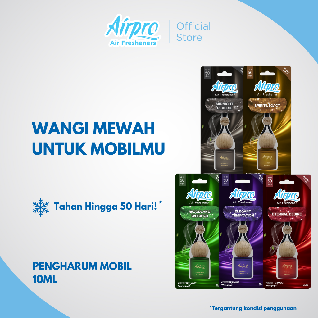 Airpro Premium Wooden Bottle 8ml - Pengharum & Parfum Mobil Tahan Lama | Aroma Mewah & Elegan Harga 40,000 rupiah*Gratis Ongkir