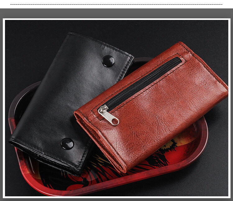 Tragbare Tabaktasche Aus Leder Mit Reißverschluss Und Schnalle_voghion.com