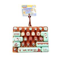 HEALMEYOU 26-Key Decompression Button Toy Cute Design Simulation Keyboard Mini Keyboard Pendant Mini Keychain Transparent Dual-Tone Keyboard Keychain Childrens Bag