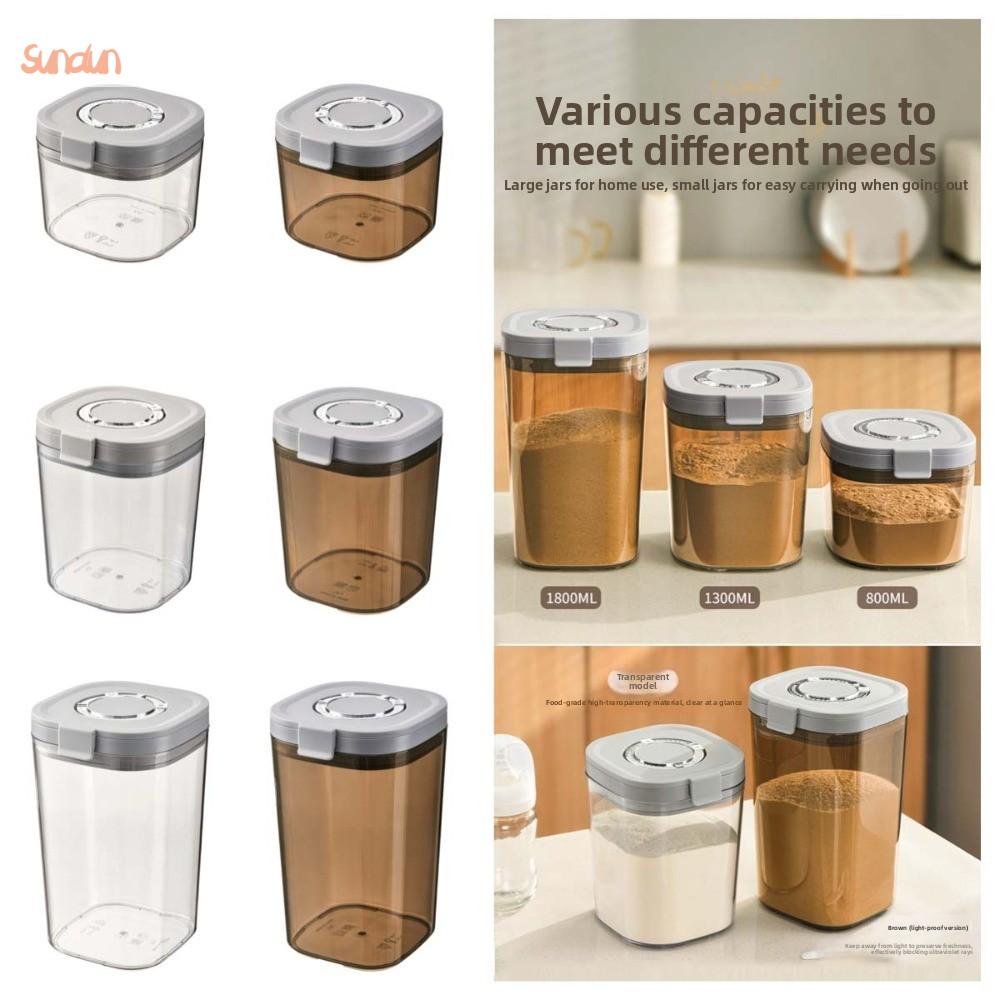 SUNDUN với thìa cạo Hộp đựng sữa bột Lon cà phê 800ml/1300ml/1800ml. Hộp kín khí Hộp đựng đồ bếp Cấp thực phẩm Hộp kín đựng thực phẩm