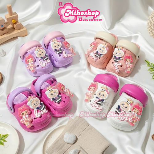 Dép sục có đèn búp bê labubu love xinh xắn siêu nhẹ chống trượt đế 2 lớp