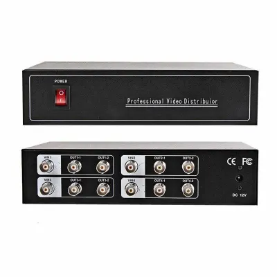 UHPPOTE BNC Coaxial HD 4 in 8 Out Ports AHD/CVI/TVI Video Distributor Amplifier Distributer Splitter