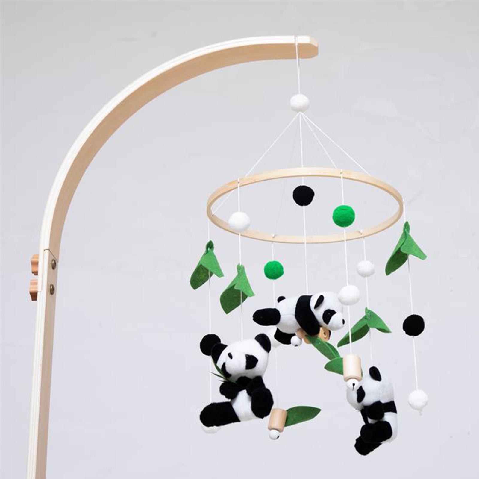 Perfeclan Panda Shape Baby Mobile Toy for Crib Wooden Handmade Cot Toy